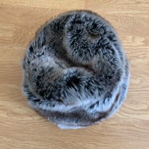 Faux Fur Hat in Black and Gray